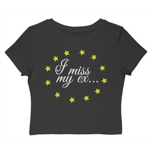 Rerun Island Women's I Miss My Ex Short Sleeve Graphic Cotton Baby Tee - Caviar 3X - 1 of 4