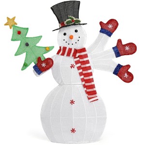 NAYSAYE Party Decoration and Accessories Waving Snowman Figurine with Festive Holiday Charm for Christmas Parties, Red and White, 36.2"*11.8"*53.1" - 1 of 4
