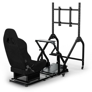 Dardoo Racing Simulation Cockpit With Reinforced Bars, Paired With Black Ergonomic Seats And Display Bracket Fits For Logitech G29 G920 G923. - 1 of 4