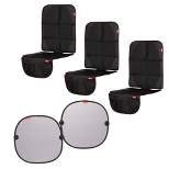 Diono Ultra Mat 3-Pack + Sun Stoppers 2-Pack, Anti-Slip, Anti-UV Car Sun Shade, Black