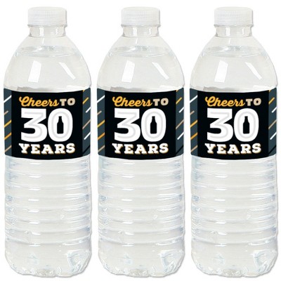 Big Dot of Happiness Cheers and Beers to 30 Years - 30th Birthday Party Water Bottle Sticker Labels - Set of 20
