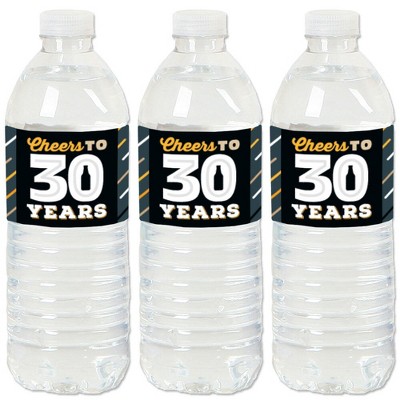 Big Dot of Happiness Cheers and Beers to 30 Years - 30th Birthday Party Water Bottle Sticker Labels - Set of 20