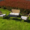 Bestier 4 Pieces Metal Patio Furniture Set, Outdoor Rattan Patio Conversation Sets with Soft Cushion for Garden, Backyard, Porch, Poolside - 2 of 4