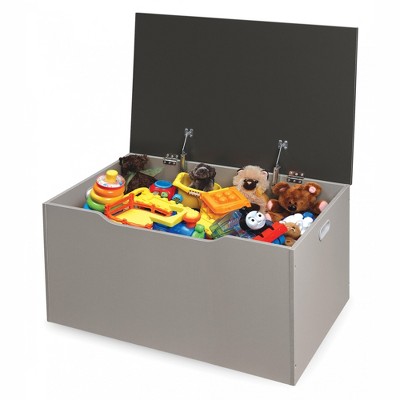 Light Gray and Dark Gray Woodgrain Toy Storage Bench