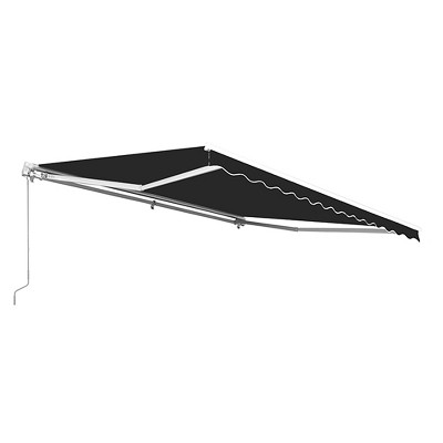 Black 10' x 8' Retractable Patio Awning with White Frame