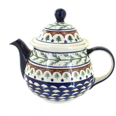 Blue Rose Polish Pottery Evergreen Large Teapot