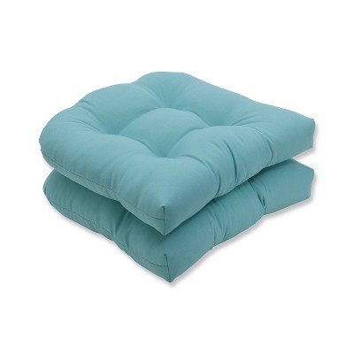 Photo 1 of 2pk Radiance Pool Wicker Outdoor Seat Cushions Blue - Pillow Perfect