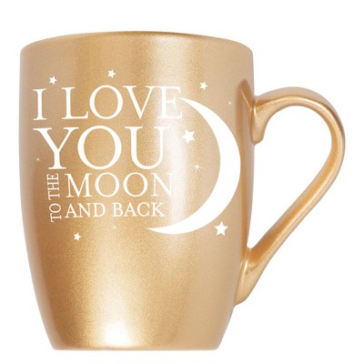 Elanze Designs Love You To The Moon And Back Vegas Gold 10 ounce New Bone China Coffee Cup Mug