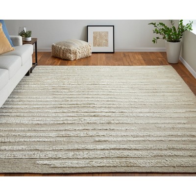 Ashby 2' x 3' White and Tan Wool Area Rug