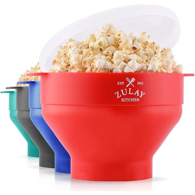 Microwave Popcorn Popper Silicone Collapsible Microwave Popcorn Popper Popcorn Bowl BPA Free & Dishwasher Safe Dark Blue Microwave Popcorn Maker Silicone 