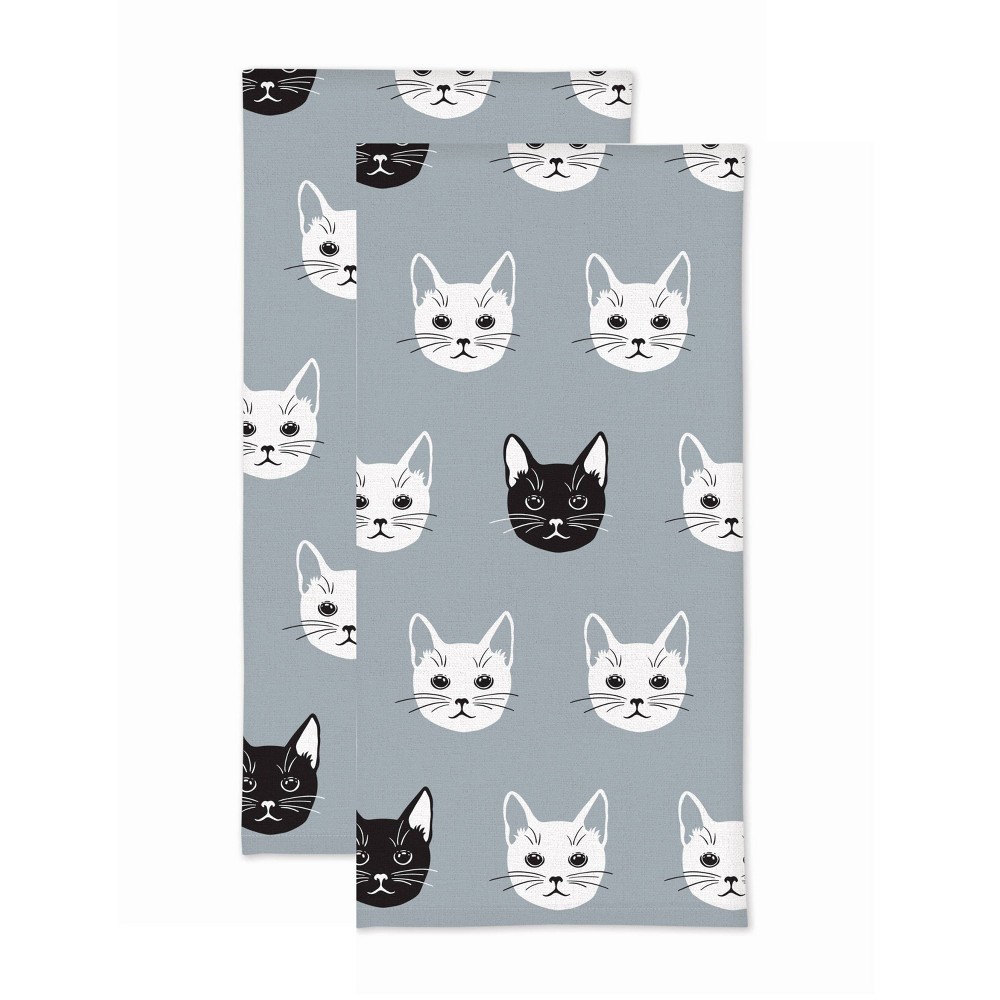 Photos - Towel 2pk Nine Lives Designer Print Kitchen  - MU Kitchen