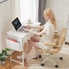 CAVINAS Home Office Desk Modern Writing Desk with 2 Storage Drawers, Side Storage Pocket and Hook for Study - 2 of 4