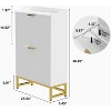 Modern Slim Entryway Shoe Storage Organizer With 2 Flip Drawers, Fluted Texture Design, Sturdy Metal Frame, Ideal for Living Room or Bedroom - 2 of 4