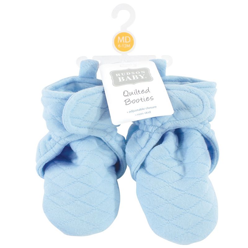 Hudson Baby Infant and Toddler Boy Quilted Booties, Light Blue, 3 of 4