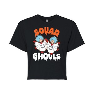 Women's - Dr. Seuss - Squad Ghouls Thing 1 and Thing 2 Cropped Graphic T-Shirt - 1 of 4