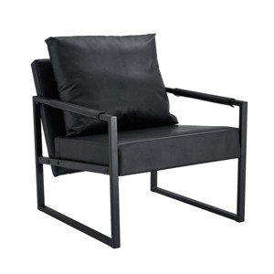 TopComfy Accent Chairs Set of 1 Classic Black PU Leather and Metal Frame Sofa Ergonomically designed for Living Room, Black, 27.01"*29.72"*29.61" - 1 of 4