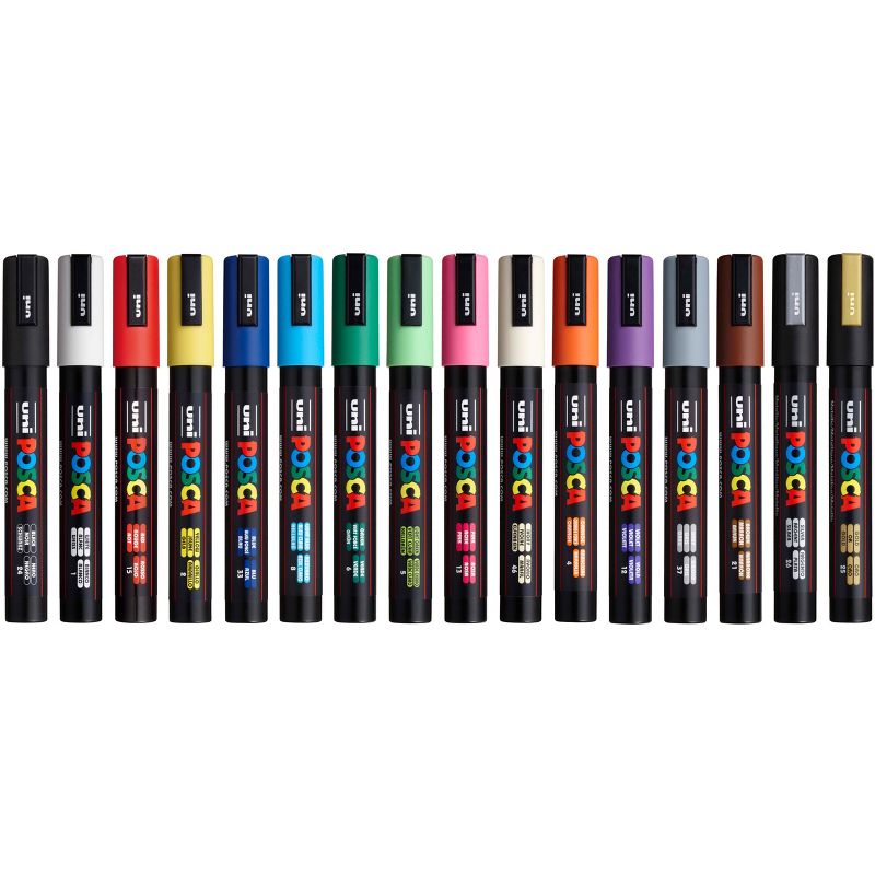 uni POSCA 16pk PC-5M Water Based Paint Markers Medium Point 1.8-2.5mm in Assorted Colors, 5 of 18