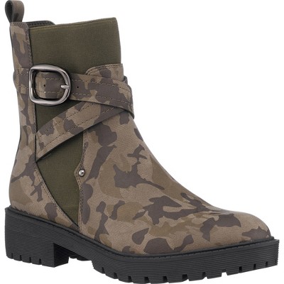 GC Shoes Cammen Cross Buckle Strap Elastic Ankle Boots