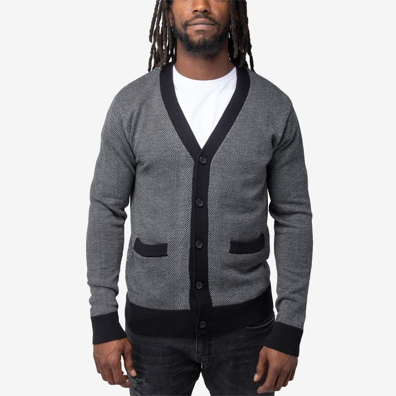 X RAY Men's Herringbone Cardigan Sweater, 1 of 6