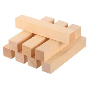 Unique Bargains Natural Solid Straight Grain Basswood Square Carving Blocks 8 Pcs 6"x1"x1" - 1 of 4