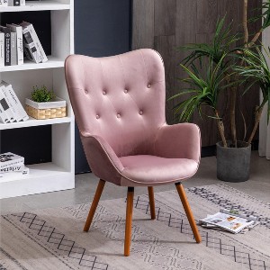 Roundhill Furniture Doarnin Contemporary Silky Velvet Tufted Button Back Accent Chair, Mauve - 1 of 4