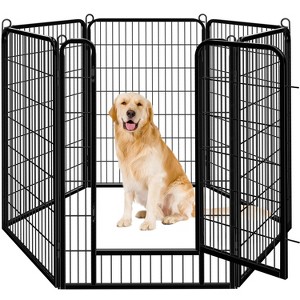 Yaheetech 6 Panels 47.5" Dog Playpen Panels Iron Dog Cat Exercise Barrier, Black - 1 of 4