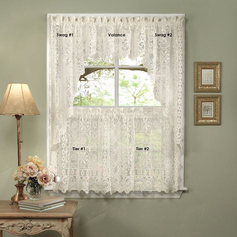 Hopewell Old World Style Floral Lace Kitchen Curtains by Sweet Home Collection™, 4 of 6