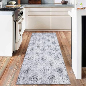 Machine Washable Area Rugs Lightweight Throw Soft Carpet Boho Botanical Floral Ultra-Thin Indoor Rug - 1 of 4