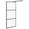 VidaXL Walk-in Shower Wall 35.4 in.x76.8 in. Frosted ESG Glass Black - 4 of 4