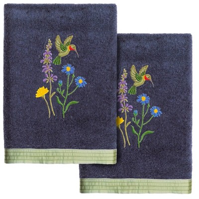 2pc Hada/colibri Design Embellished Hand Towel Set Marine - Linum Home ...