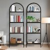 Bookshelf 4 Tier,Arched Display Racks,Tall Shelf for CDs/Books, Modern Storage Rack Shelf Large Wood Book Shelf for Bedroom, Living Room, Home Office - 4 of 4