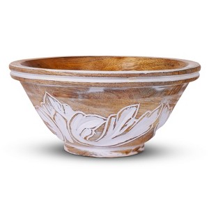 Mela Artisans Baspa Valley Bowl Medium in Antique White 9x9x4" - 1 of 4