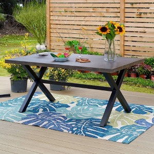 65.9" Rectangle Large Metal Patio Table: Weather-Resistant, Steel Frame, Captiva Designs - 1 of 4