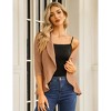 Womens Casual Blazer 3/4 Sleeve Open Front Ruffle Work Office Cardigan Suit Jacket Khaki L - 4 of 4