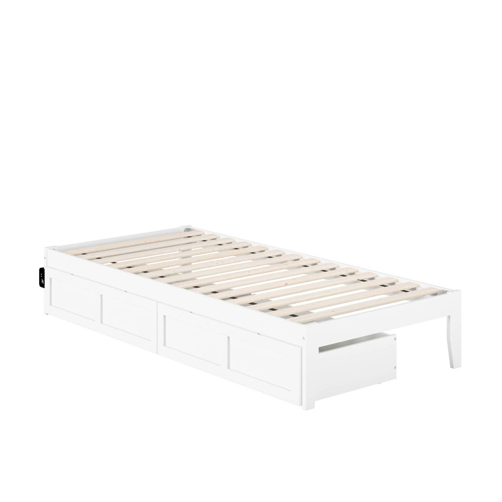 Photos - Bed AFI Twin Colorado  with USB Turbo Charger & 2 XL Drawers White - : Modern Painted Hardwood Frame, Platform Storage 