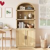 L-Shape Arched Bookcase w/ Doors Tall Bookshelf Farmhouse Bookcase Cabinet w/ Shelves Wooden - 4 of 4