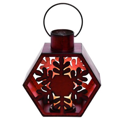 Transpac Metal Red Ornament Lantern Home Decorations Christmas