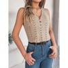 Womens Knit Sweater Tank Tops Casual Summer V Neck Loose Fit Sleeveless Button Pointelle Shirts - 2 of 4