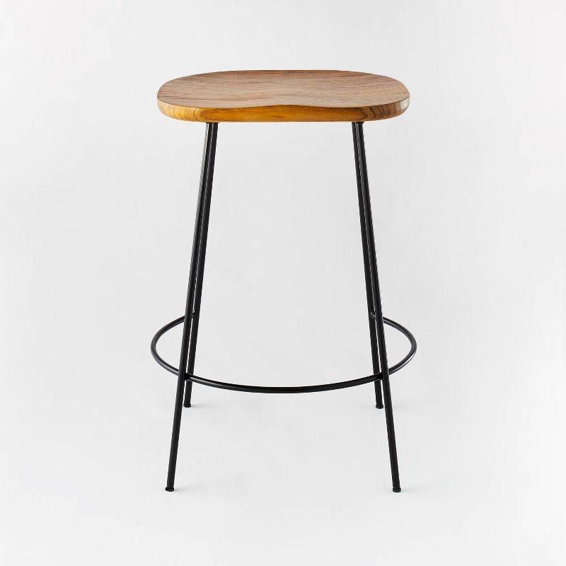 Metal Base Counter Height Barstools with Wood Seat Brown - Threshold&#8482; designed with Studio McGee, 3 of 13