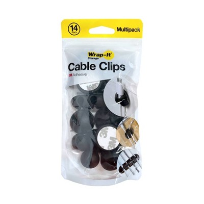 Wrap-It 14pk Storage Cable Clips Black