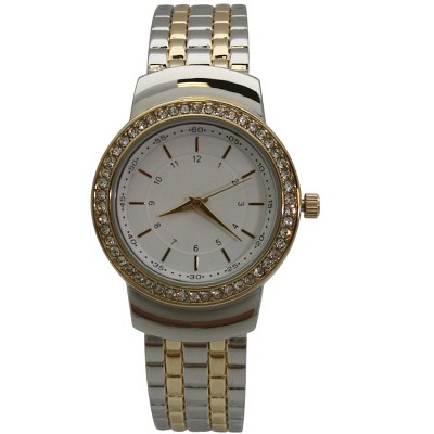 OLIVIA PRATT TEXTURED AND RHINESTONE DETAL BANGLE WATCH