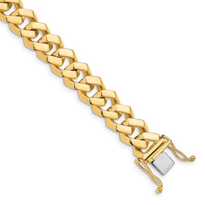 Black Bow Jewelry Men's 10mm 14K Yellow Gold Solid Fancy Curb Chain Bracelet, 8 Inch