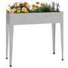 vidaXL Elevated Raised Garden Planter Bed - Outdoor Galvanized Steel Rectangular Plant Stand for Patio, Balcony, Silver - 3 of 4
