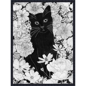 Amanti Art Little Black Garden Cat by Ec Mazur Framed Canvas Wall Art - 1 of 4