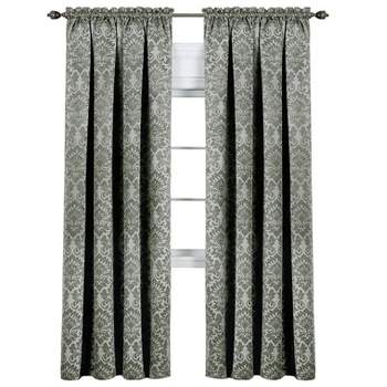 Kate Aurora Royal Living 2 Piece Rod Pocket Damask Design 95% Blackout Curtain Panels
