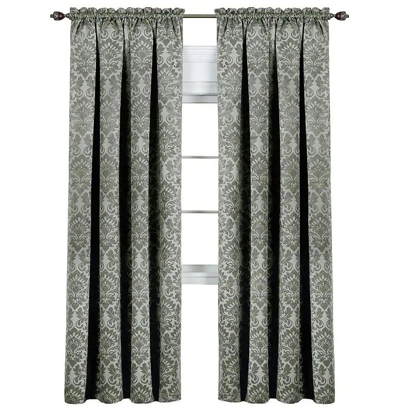 Kate Aurora Royal Living 2 Piece Rod Pocket Damask Design 95% Blackout Curtain Panels, 1 of 4