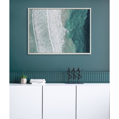 Oversized White Framed Ocean Waves Canvas Print