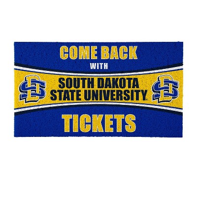 Evergreen Come Back with Tickets South Dakota State University 28" x 16" Woven PVC Indoor Outdoor Doormat