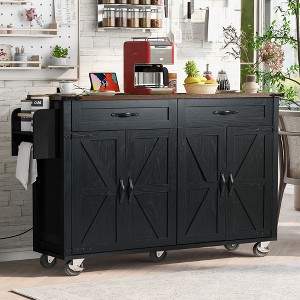 NicBex Farmhouse Kitchen Island Cart with Drop Leaf & Drawers & Storage Rack,Storage Cabinet Dining Sideboard for Kitchen,Dining Room - 1 of 4
