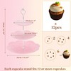 Unique Bargains 3 Tier Dessert Cupcake Stand Holder Round with Tiered Serving Tray for Donuts Fruits Pink Silver Tone - 2 of 4